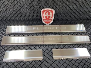 Накладки на пороги салона из нержавеющей стали 4 части на металл (AluFrost Польша) для Renault Fluence 2010-2016