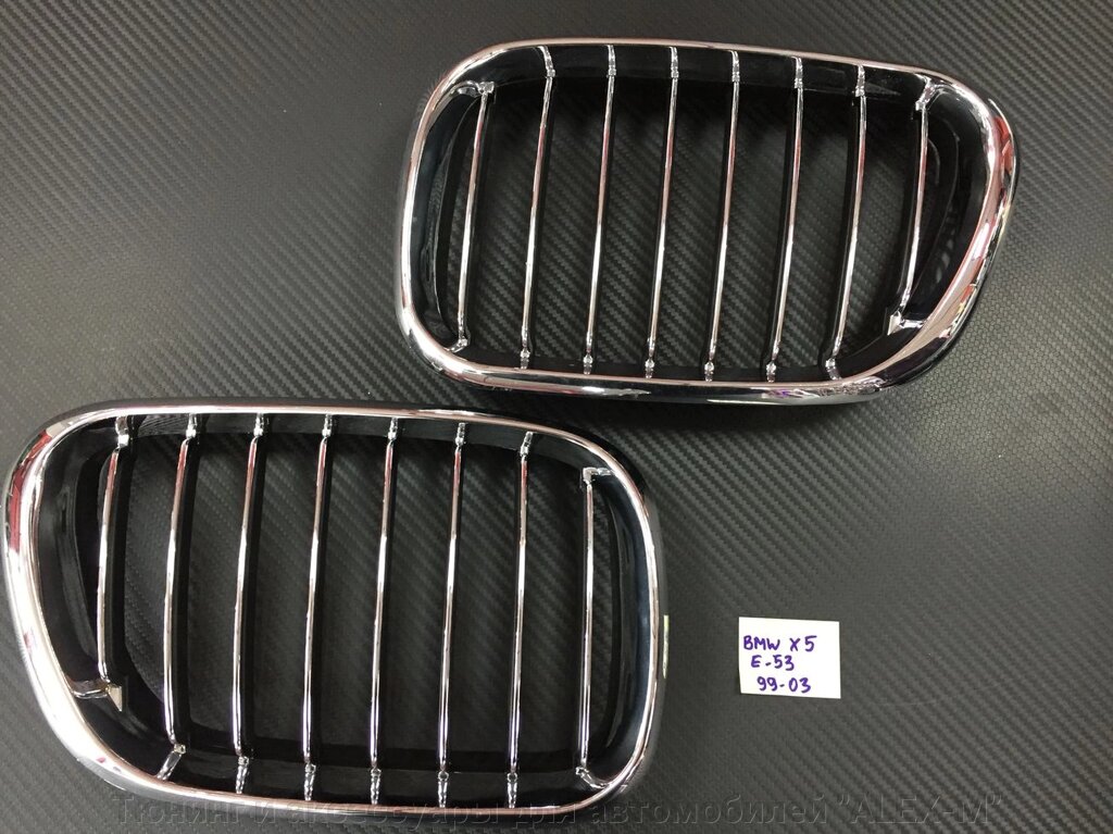 Решётка радиатора (ноздри) хром + чёрные для BMW X5 E53 1999-2003 - заказать
