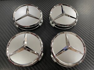 Заглушки в диски штатные серебристые 75 мм для Mercedes Benz