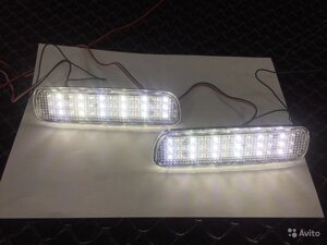 Противотуманные фонари задние белые, светодиодные (комплект, 3 режима горения: белый, 2 красных) для Lexus LX 470
