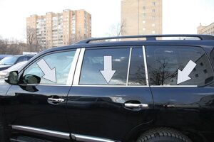 Накладки на молдинги окон горизонтальные 6 частей из нержавеющей стали для Toyota Prado 150 2009-
