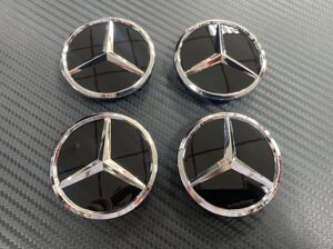 Заглушки в диски чёрные глянец 60 мм для Mercedes Benz