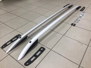 Рейлинги на крышу серебро продольные (Can Otomotiv) с резиночками для Nissan Qashqai +2 2008-2013