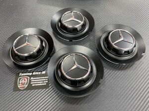 Заглушки в диски AMG 63 / 65 чёрные матовые 146 мм для Mercedes Benz