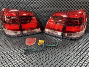 Фонари задние светодиодные в стиле 2016 года красные + хрустальные для Land Cruiser 200 2008-2015