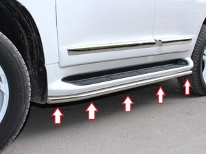 Защита пластиковых порогов трубы 42 мм из нержавеющей стали для Toyota Land Cruiser 200 2012-2022
