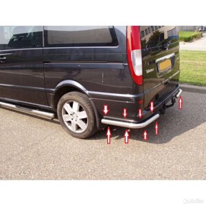 Защита заднего бампера углы одинарные 70 мм для Mercedes Vito w639 2003-2014 длинная база