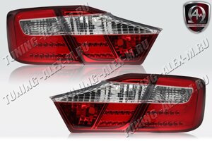 Фонари задние светодиодные красные + хрустальные 2 габаритные полосы для Toyota Camry 2011-