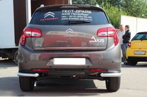 Защита заднего бампера уголки 60 мм из нержавеющей стали для Citroen C4 AirCross 2012-