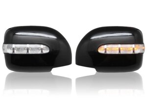 Накладки на зеркала чёрные с повторителями поворотов для Lexus LX470