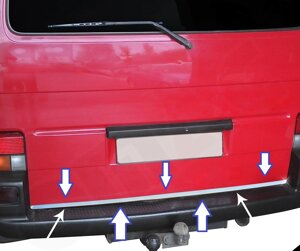 Накладка на нижнюю кромку крышки багажника (хлопушка) из нержавеющей стали (Турция) для Volkswagen T4 1990-2003