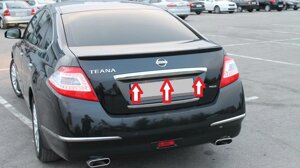 Молдинг крышки багажника над номером верхний хромированный для Nissan Teana J32 2008-