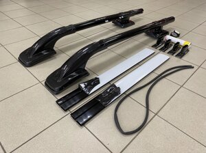 Рейлинги трубы чёрные + поперечины на крышу Шарк (Erkul) для Mitsubishi L200 2006-2020