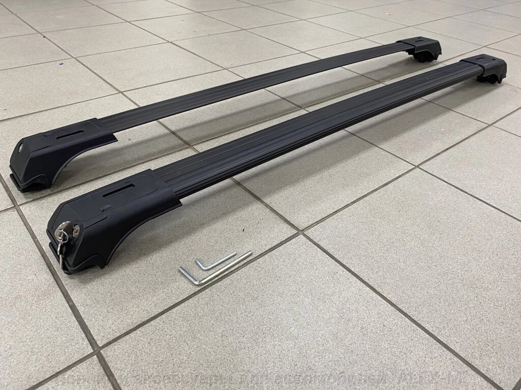Поперечины для рейлингов универсальные черные аэродинамические Skybar V1 105 см от компании Тюнинг и аксессуары для автомобилей "ALEX-M" - фото 1