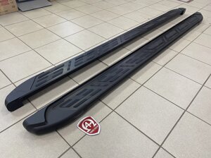 Пороги внешние площадки Sapphire V2 black (Сапфир 2 чёрные) для Toyota Proace 2017- L2/L3 (длина 240 см)