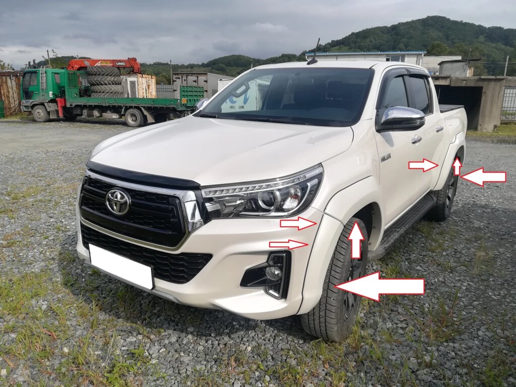 Расширители колёсных арок 6 частей из ABS-пластика под окрас (Китай) для Toyota Hilux 2018-2020 от компании Тюнинг и аксессуары для автомобилей "ALEX-M" - фото 1