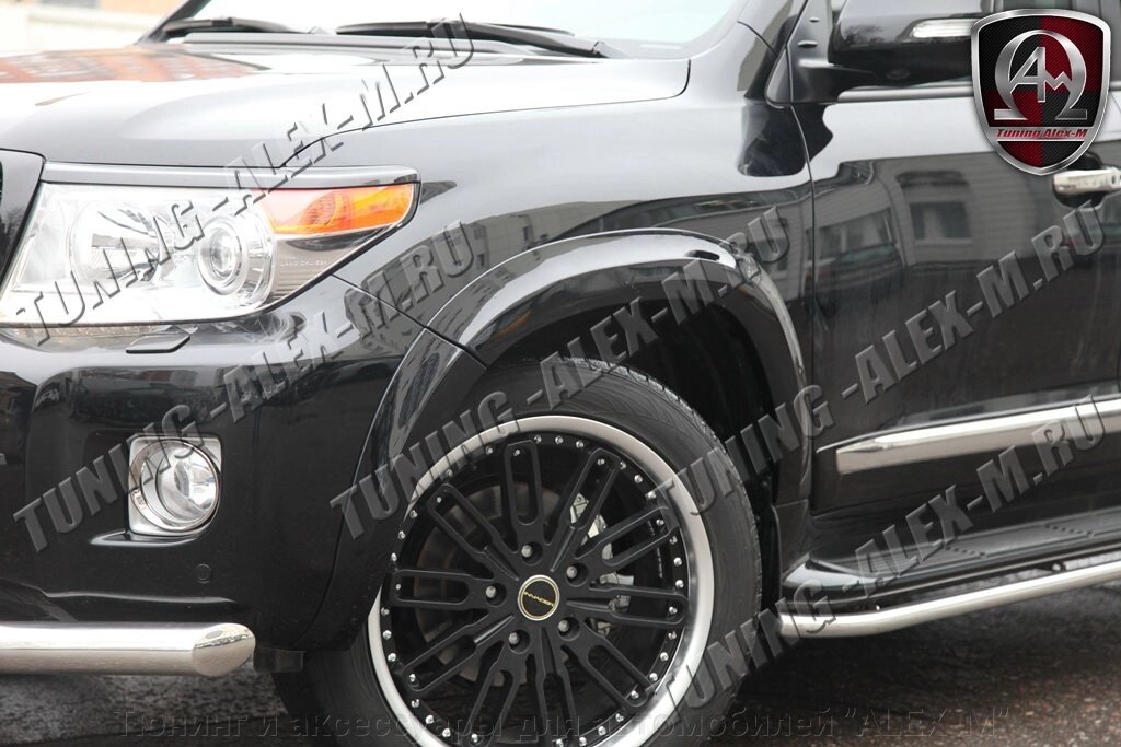 Расширители колёсных арок из ABS пластика чёрные для Land Cruiser 200 от компании Тюнинг и аксессуары для автомобилей "ALEX-M" - фото 1