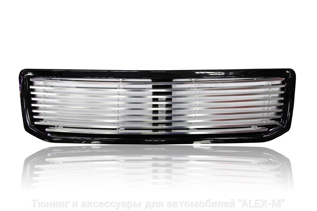 Решётка радиатора полосы алюминий без эмблемы кант чёрный для Toyota Prado 120 от компании Тюнинг и аксессуары для автомобилей "ALEX-M" - фото 1