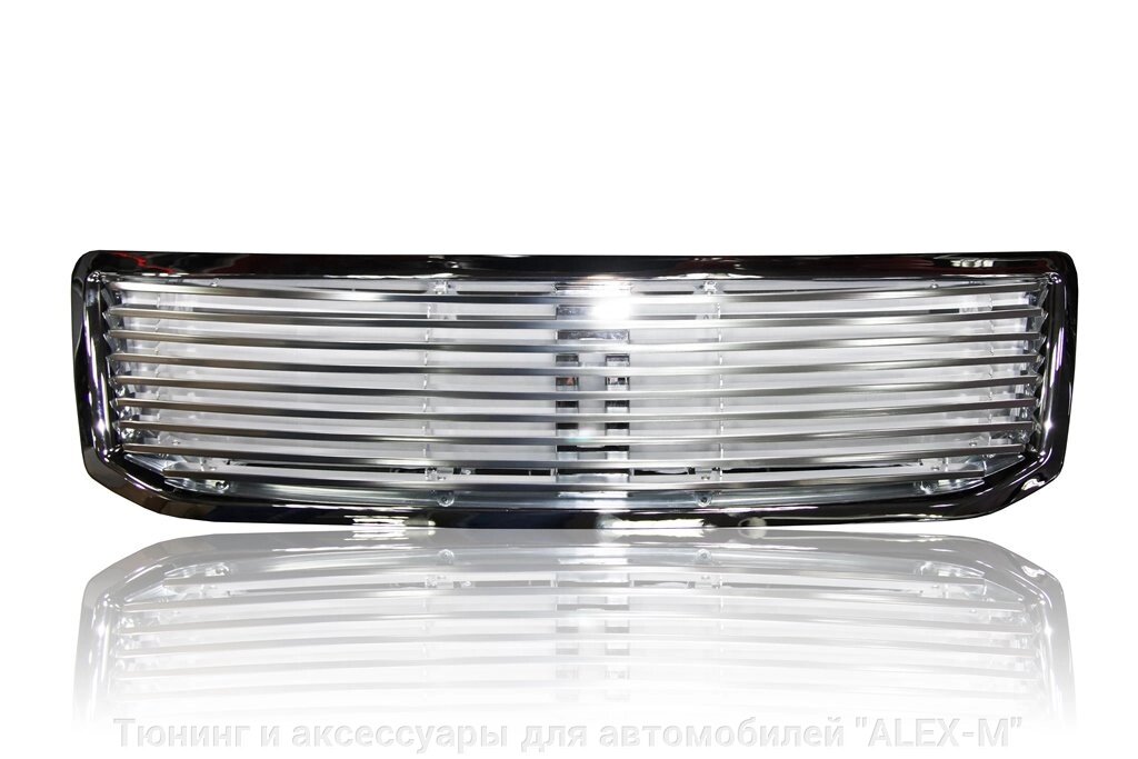 Решётка радиатора полосы алюминий без эмблемы кант хромированный для Toyota Prado 120 от компании Тюнинг и аксессуары для автомобилей "ALEX-M" - фото 1