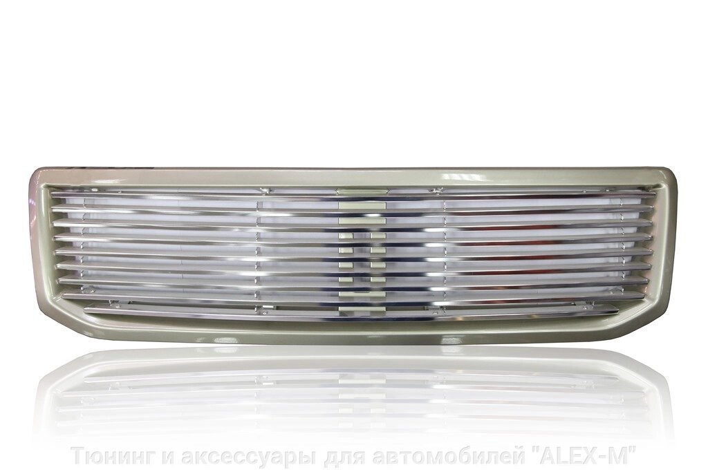 Решётка радиатора полосы алюминий без эмблемы кант шампань для Toyota Prado 120 от компании Тюнинг и аксессуары для автомобилей "ALEX-M" - фото 1