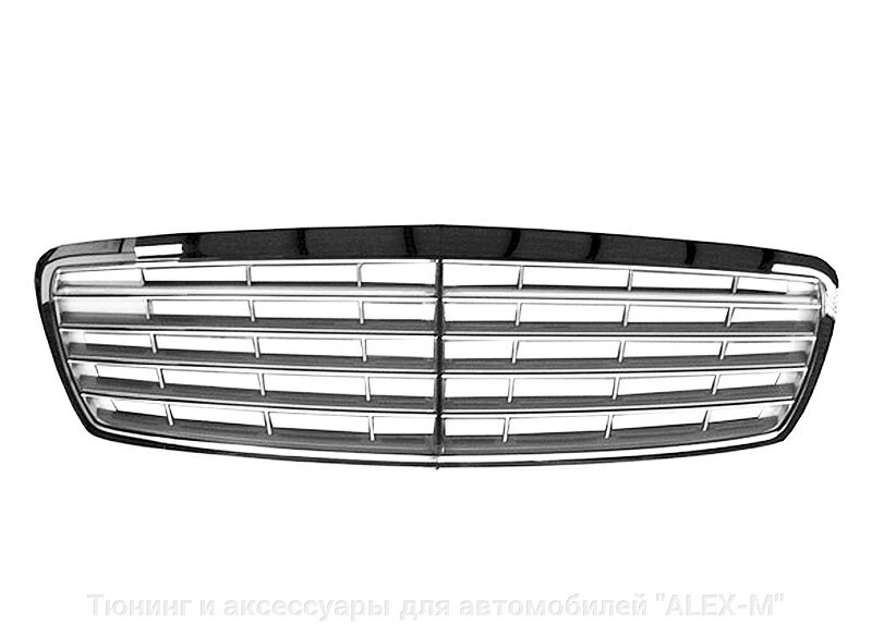 Решётка радиатора серебро + хром без эмблемы Elegance для Mercedes w 211 2002-2005 от компании Тюнинг и аксессуары для автомобилей "ALEX-M" - фото 1