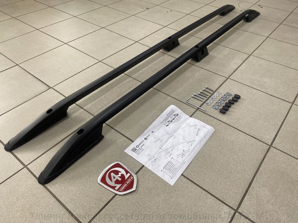 Рейлинги на крышу продольные чёрные (Can Otomotiv) с резиночками для Toyota Proace 2013-2016 (L2 193 см длина) от компании Тюнинг и аксессуары для автомобилей "ALEX-M" - фото 1
