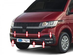 T6.1 Накладки на решётку радиатора 4 части из нержавеющей стали для Volkswagen T6.1 2019-Comfortline & Highline)