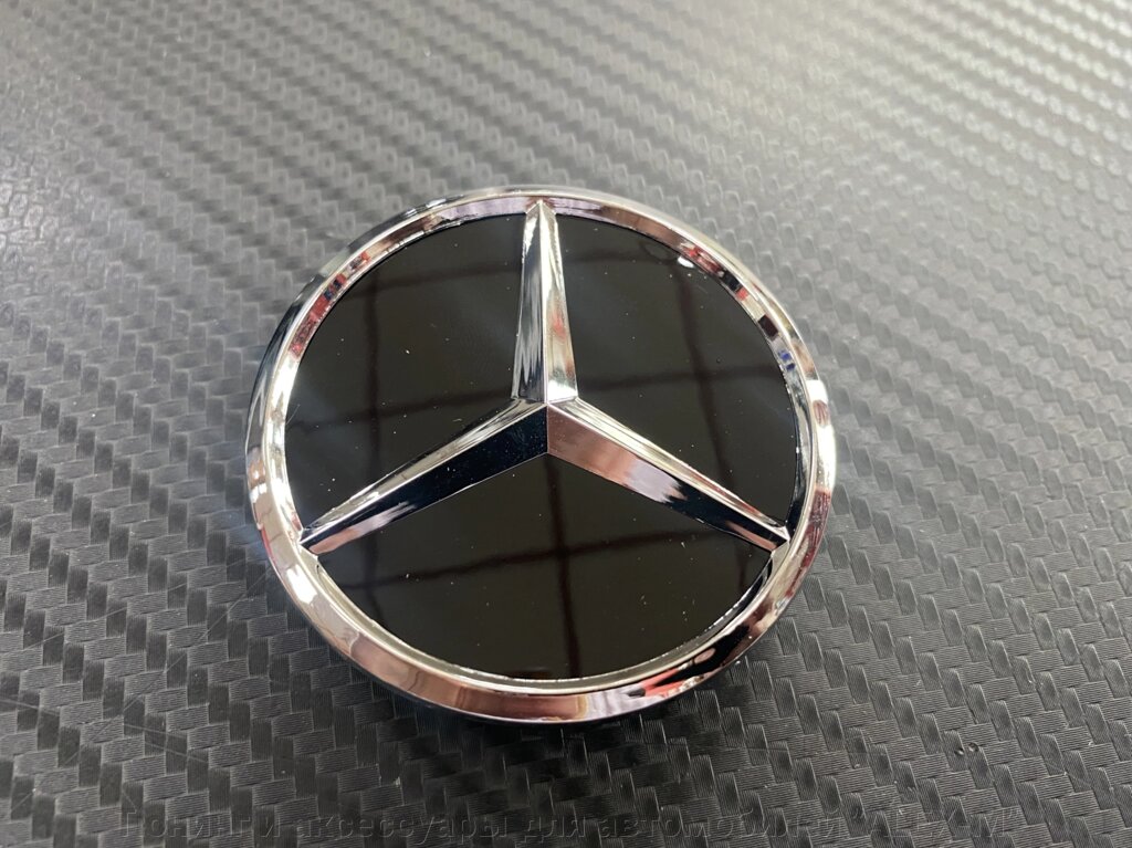 Заглушка в диск чёрная глянец 60 мм для Mercedes Benz от компании Тюнинг и аксессуары для автомобилей "ALEX-M" - фото 1