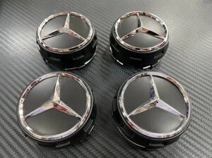 Заглушки в диски AMG бочка чёрная 75 мм для Mercedes Benz