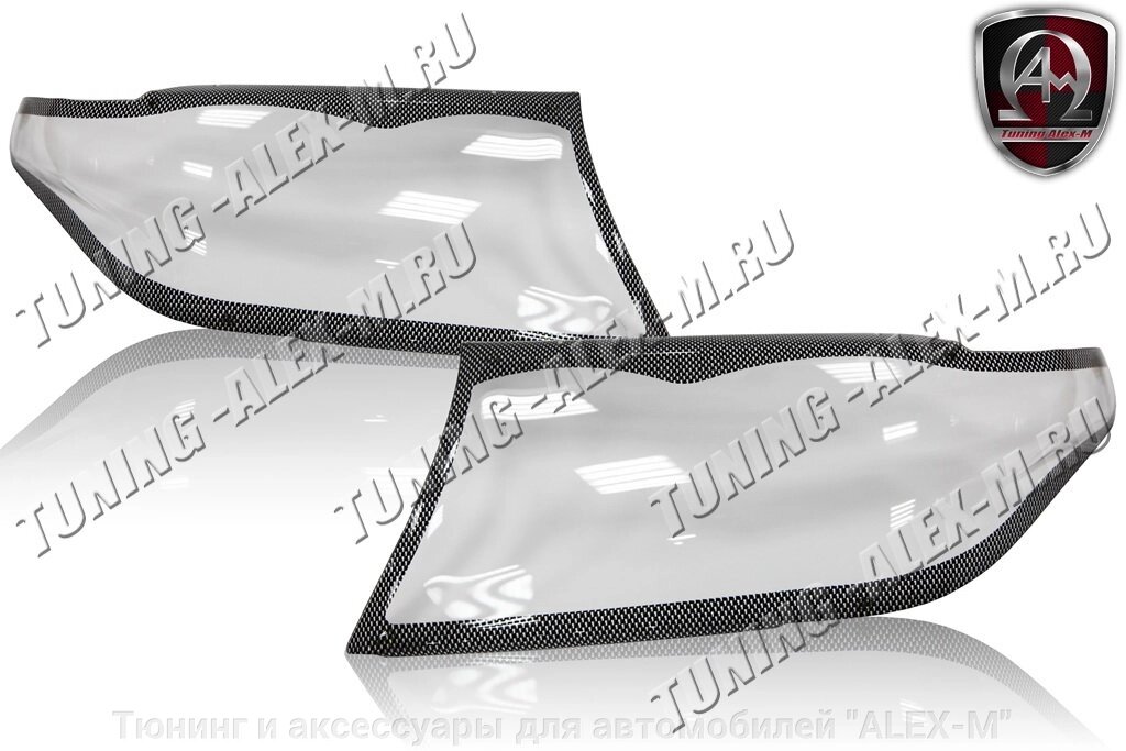 Защитные накладки передних фар прозрачные карбон (без крепежа) для Land Cruiser 200 2008-2011 от компании Тюнинг и аксессуары для автомобилей "ALEX-M" - фото 1