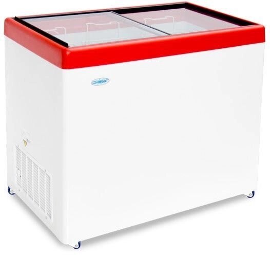 Морозильный ларь МЛП-400 красный (прямое стекло) - сравнение