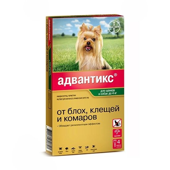 Адвантикс капли для собак до 4 кг ##от компании## ООО "ВЕТАГРОСНАБ" - ##фото## 1