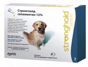 Стронгхолд 240 мг 12% для собак более 20 кг, 3 пипетки