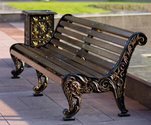 Скамейка чугунная парковая " Ялта" 3 метра цвет бронзовое патинированием