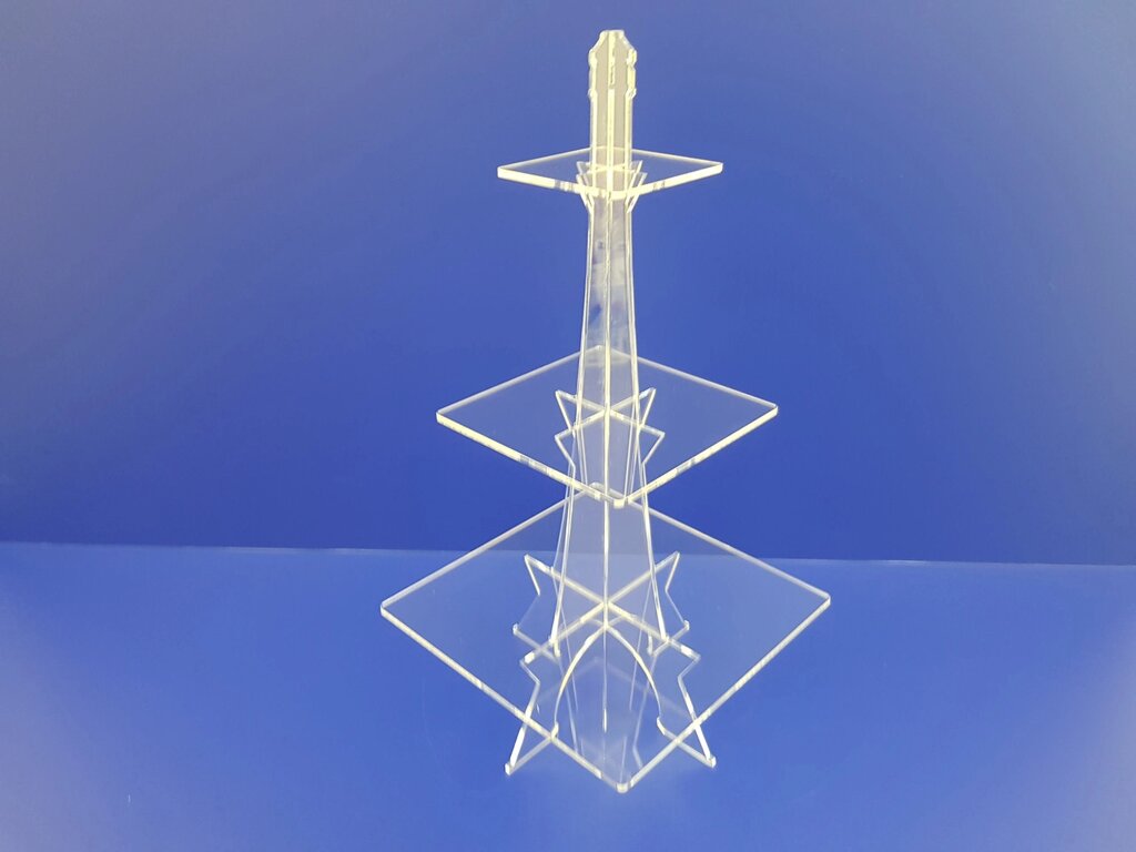 Этажерка 3 яруса (эйфелева башня) от компании Изделия из оргстекла Plexiglas, акрила, Пэт, ПВХ. POS материалы. - фото 1