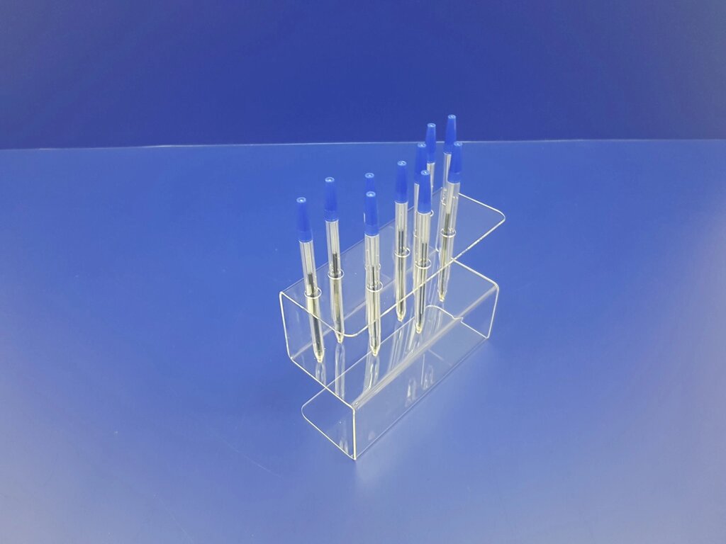 Подставка для ручек карандашей кистей 10 секции (S-образные, место для логотипа от компании Изделия из оргстекла Plexiglas, акрила, Пэт, ПВХ. POS материалы. - фото 1