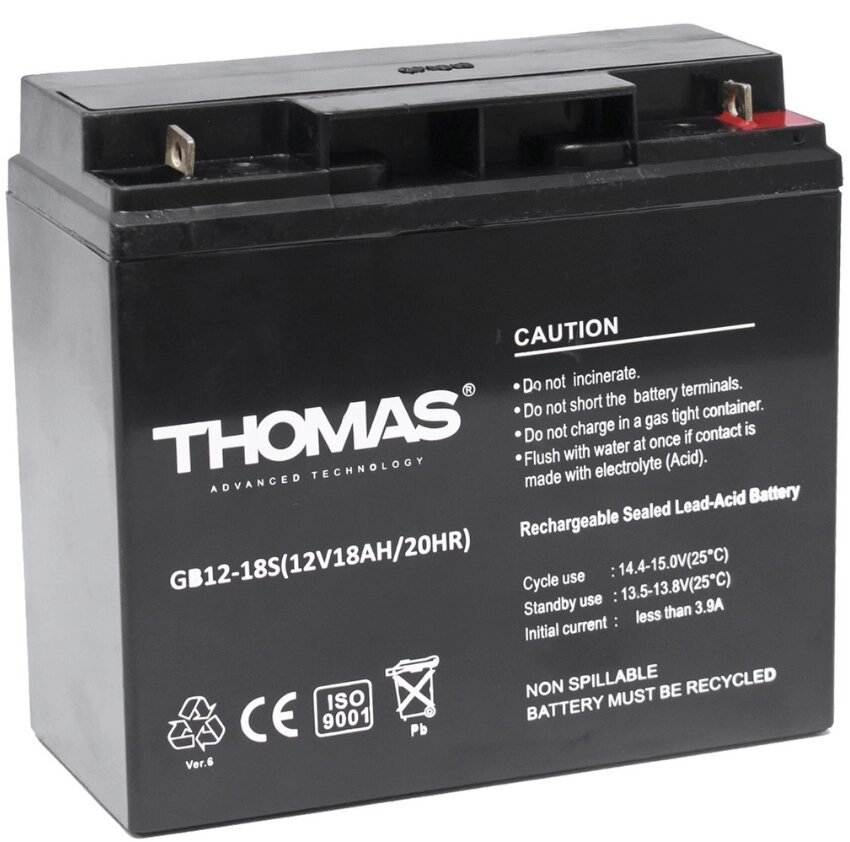 Аккумулятор свинцово-кислотный Thomas GB 12/18 Ah от компании KSLV-приборы для сдерживания сельскохозяйственных животных и собак - фото 1