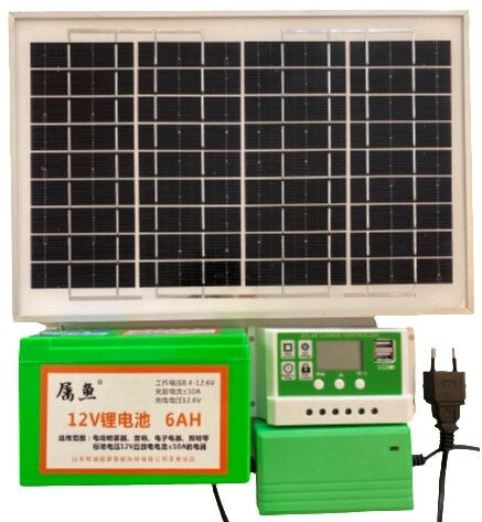 Солнечная панель 12 вольт 10 ватт + Аккумулятор 6Ач + Контроллер+ЗУ от компании KSLV-приборы для сдерживания сельскохозяйственных животных и собак - фото 1