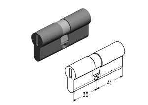 Цилиндровый механизм 36/41 мм замка встроенной калитки Alutech для секционных ворот Prestige и ProPlus, C-36/41