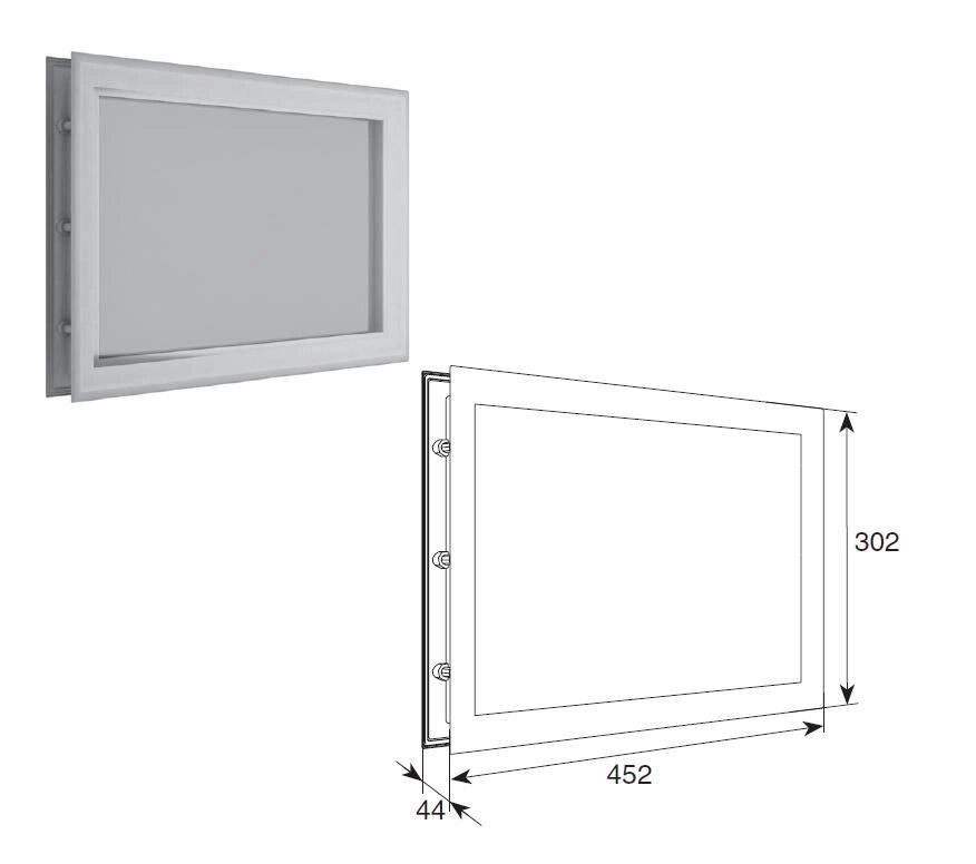 Окно DoorHan акриловое белое для панелей 40 мм со структурой «ФИЛЕНКА» и двойным стеклом 452х302 мм, DH85626 ##от компании## Всем Ворота - ##фото## 1