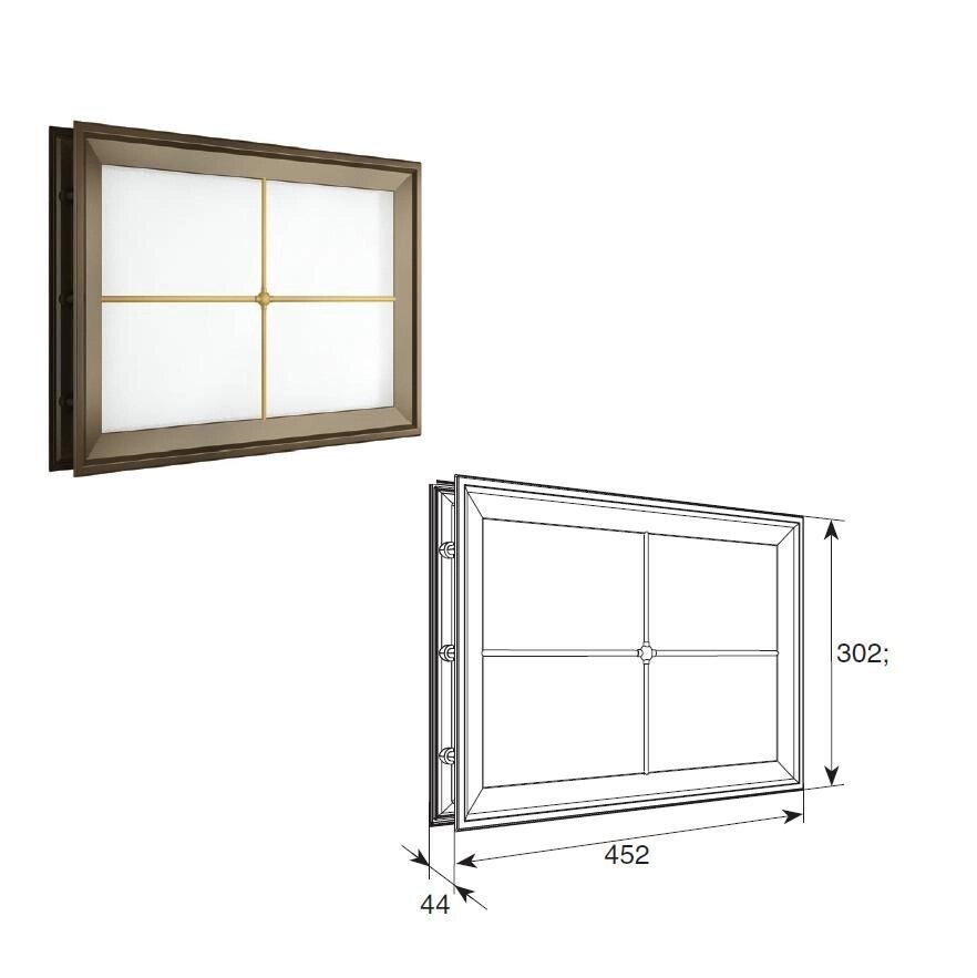 Окно DoorHan акриловое (белое) для панелей 40мм со структурой «ФИЛЕНКА» и двойным стеклом 452х302мм, DH85627 от компании Всем Ворота - фото 1