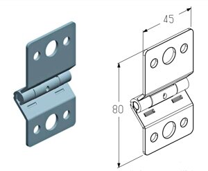 Петля промежуточная для соединения калиточных панелей секционных ворот Alutech серии Trend и ProTrend, WH-40.013