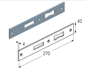 Планка ригеля калитки секционных ворот Alutech серии Trend и ProTrend, WL0200
