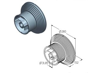 Барабан системы балансировки Alutech для секционных ворот серии Trend и ProTrend, CD164H-5/4