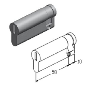 Цилиндровый механизм 10/58 мм замка Alutech для секционных ворот Prestige и ProPlus, C-10/58