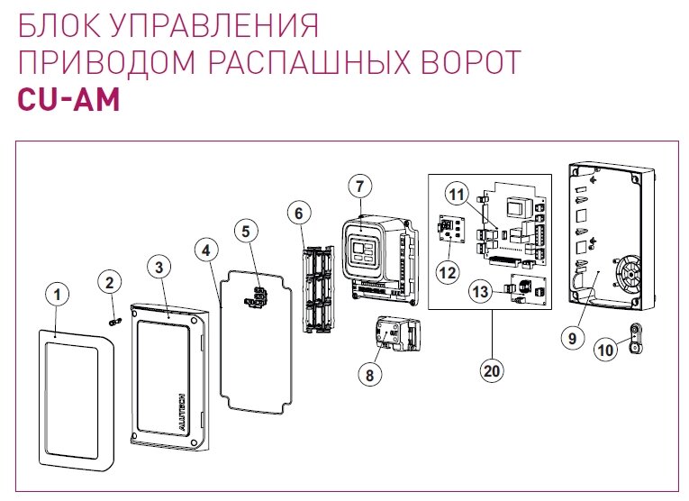 Алютех схема подключения Корпус блока управления CUTR230 приводом ворот ALUTECH, CUTR230. 07-С (738115106