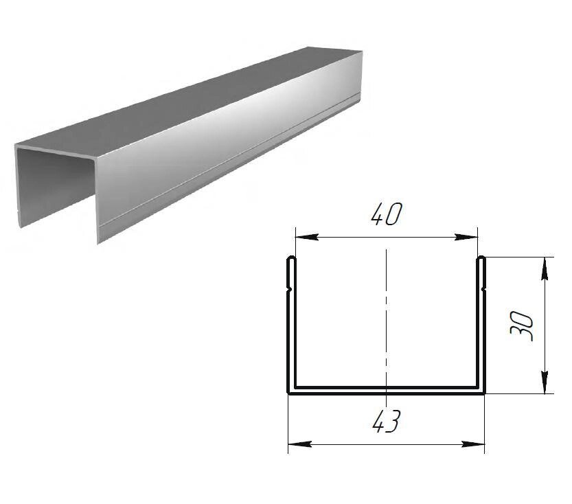 Профиль DoorHan алюминиевый П-образный для калитки, 800431/M от компании Всем Ворота - фото 1