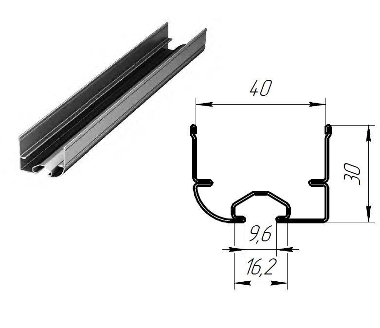 Профиль DoorHan нижний стальной для гаражных секционных ворот, Y42S от компании Всем Ворота - фото 1