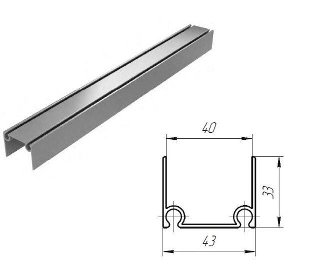 Верхний и нижний алюминиевые профили, 80041/M от компании Всем Ворота - фото 1