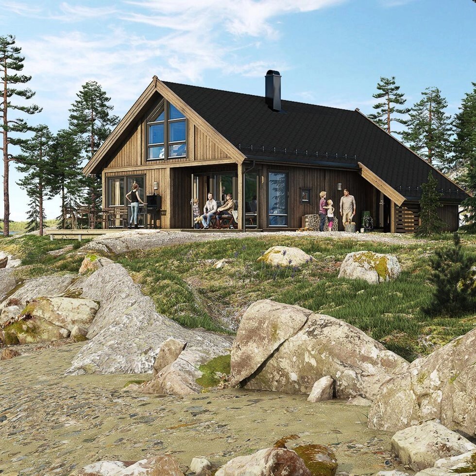 Каркасный мансардный дом Смарт 3 по проекту норвежской компании Салтдальсхитта от компании Дом Дока - фото 1